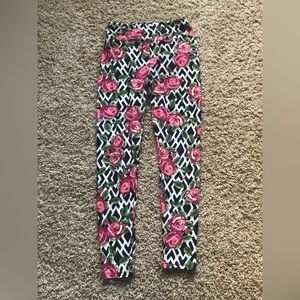 Lularoe pink lattice black and white os leggings unicorn print